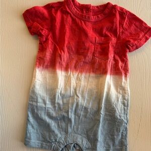 Primary Red White and Blue Ombre Short Sleeve Romper